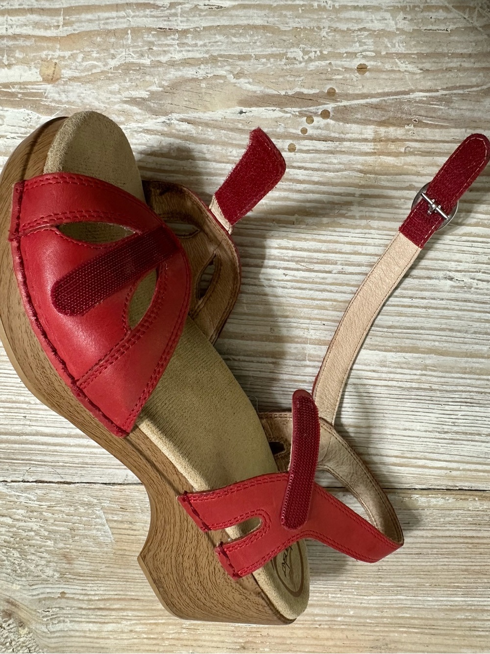 Dansko Season Red Leather Adjustable Comfort Sandal Sz 37 - Picture 8 of 10